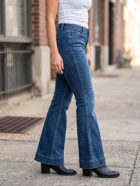 Judy Blue Denim - Judy Blue 7/28 Short Medium Wash High Rise Flare Jeans